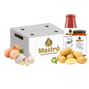 
                  
                    Food Box Mista Patate Pasta Gialla Fresche Aglio Cipolle Dorate Passata di pomodoro tradizionale e datterini
                  
                